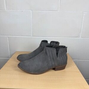 Torrid Gray Color Of Synthetic Akle Boots Womens Size 10.5 WW Perforated Detail